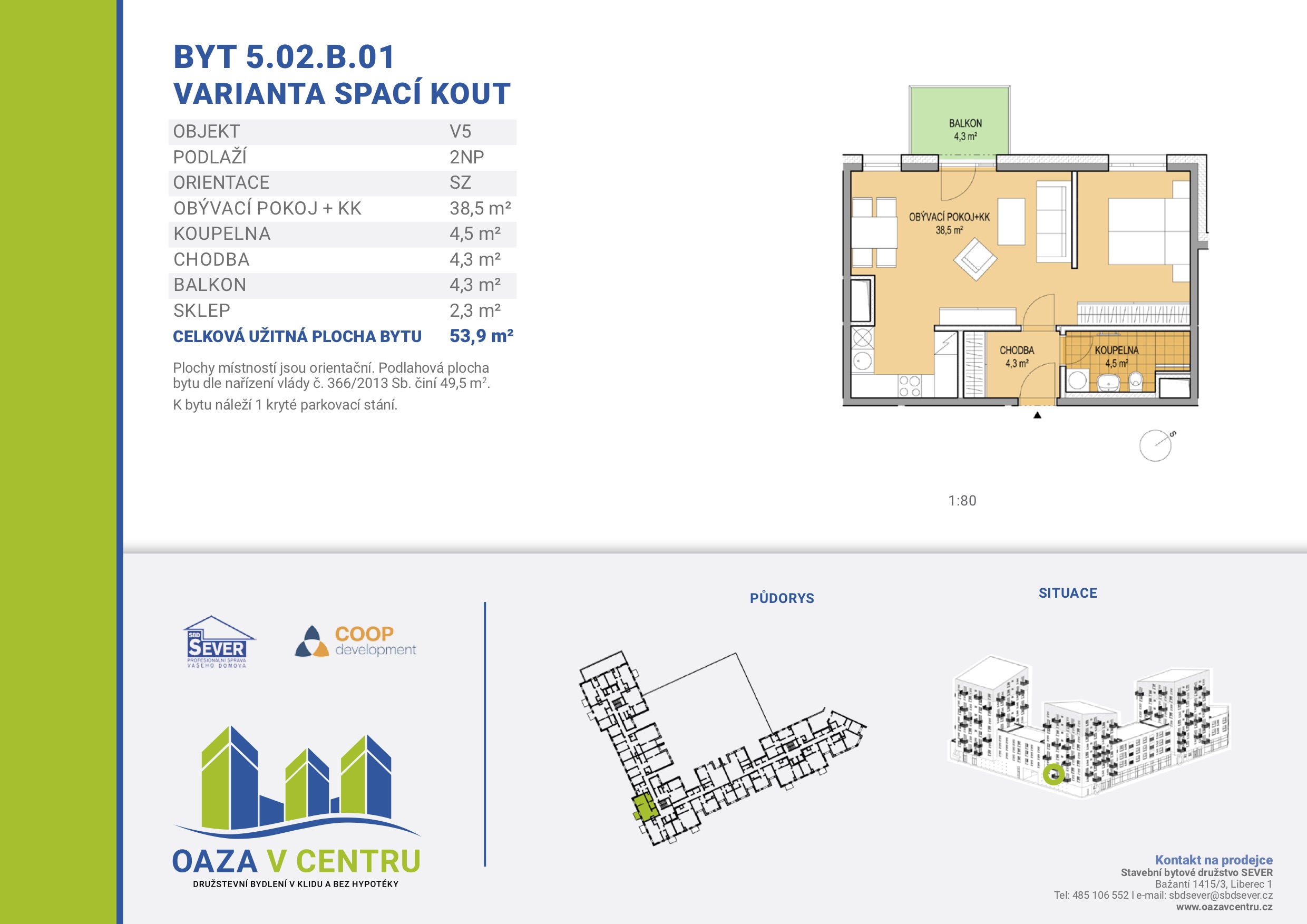 byt 5 02 B 01 varianta spaci kout