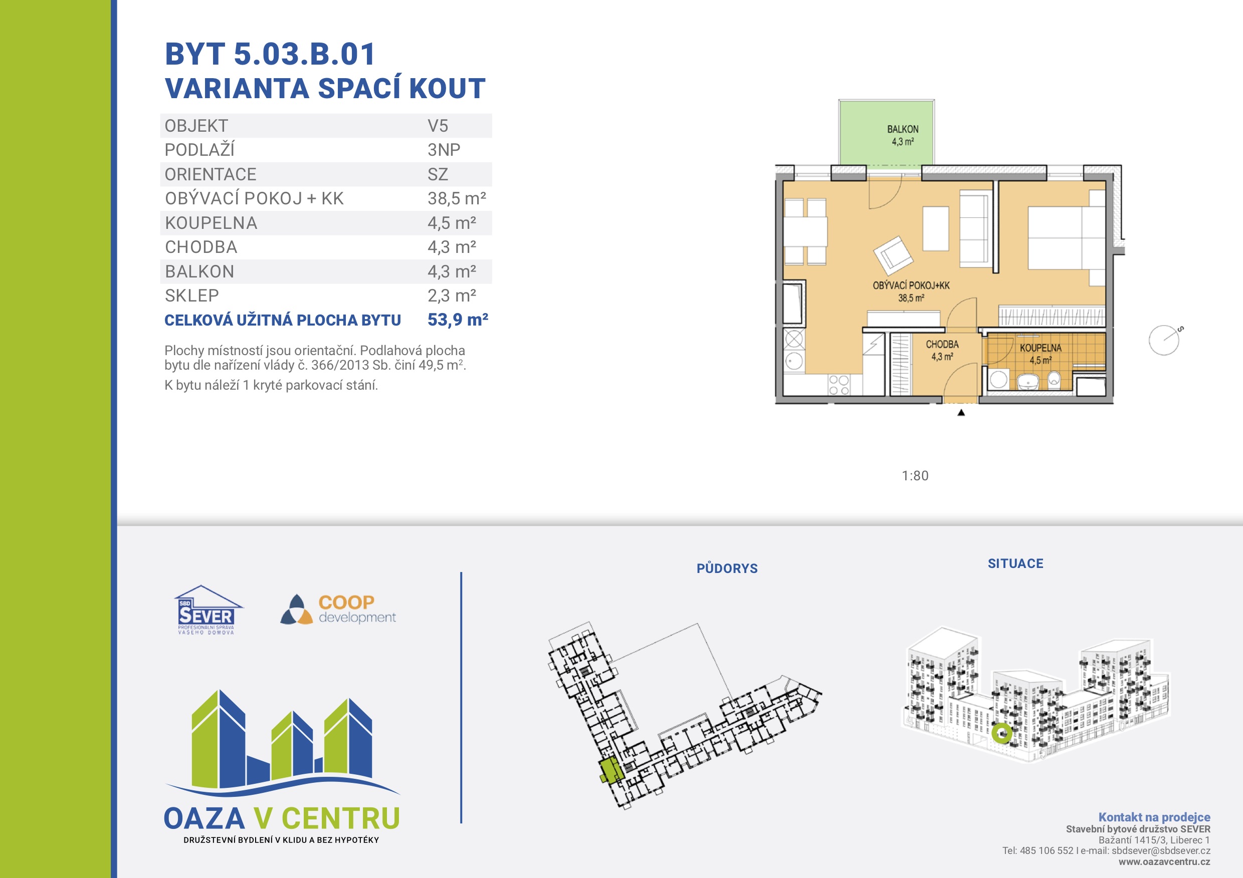 byt 5 03 B 01 varianta spaci kout