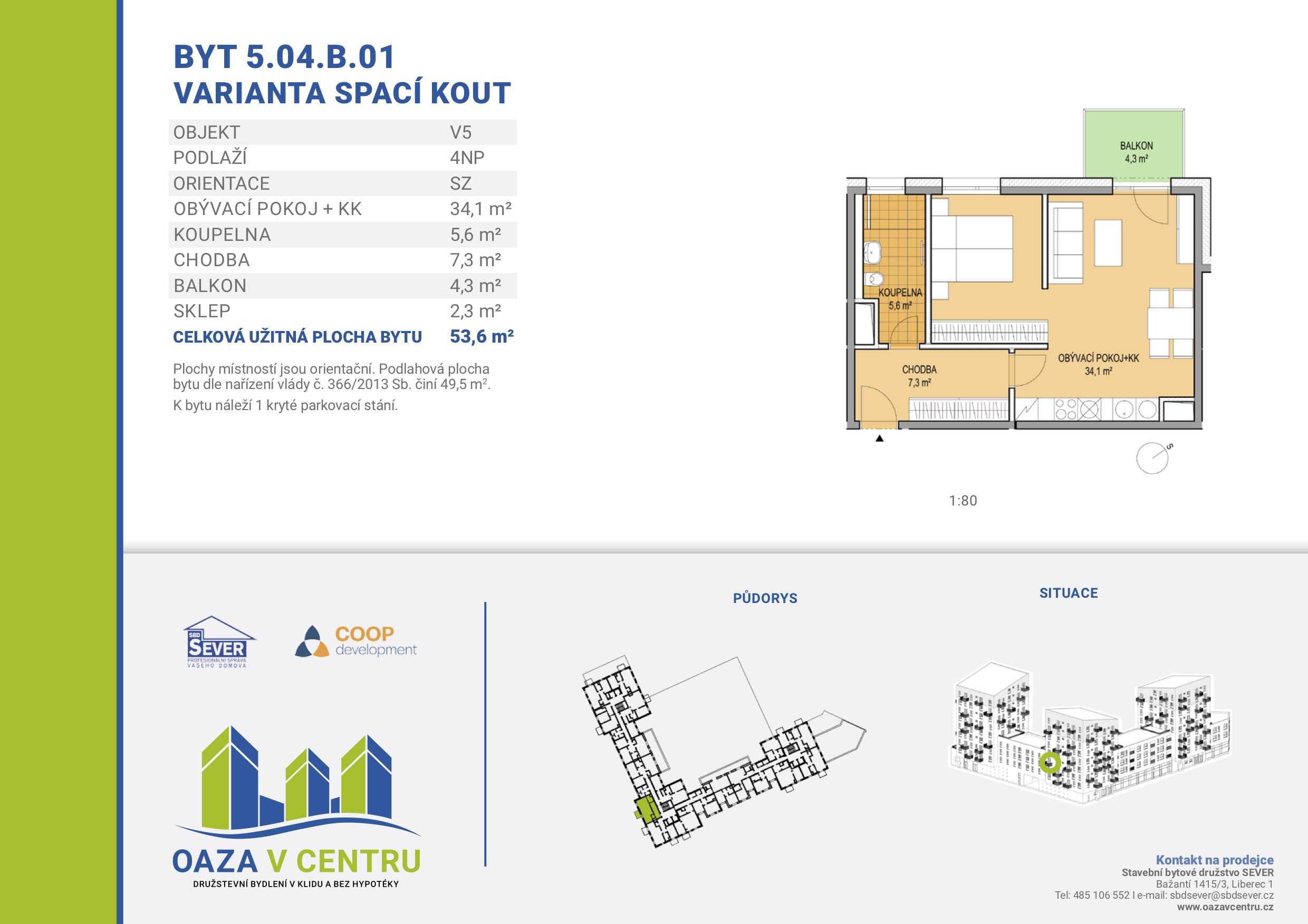 byt 5 04 B 01 varianta spaci kout