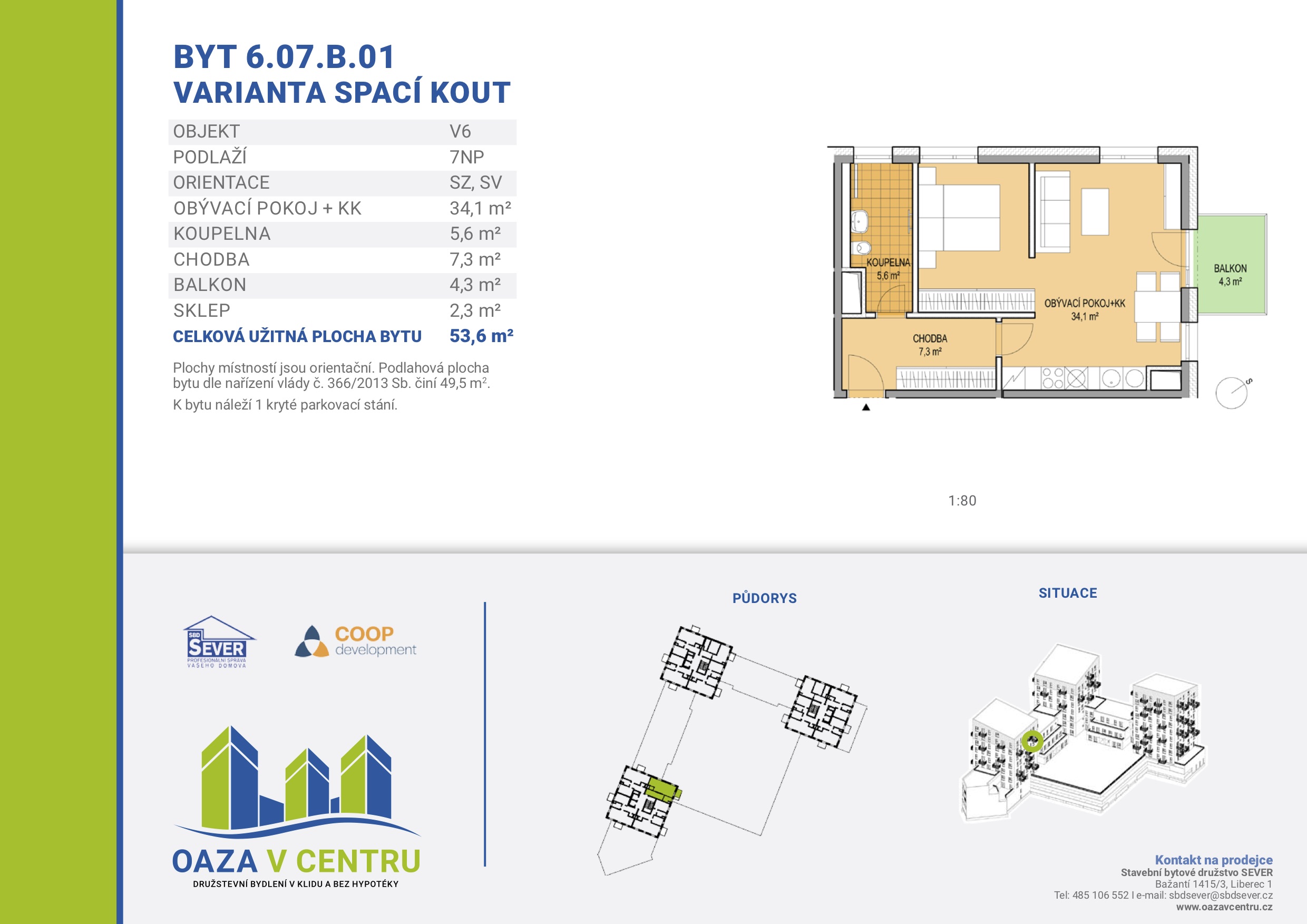 byt 6 07 B 01 varianta spaci kout